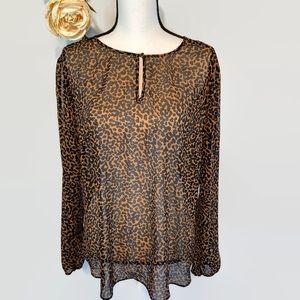 Banana Republic Animal Leopard Print Sheer Blouse